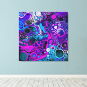 Paarse, blauwe, moderne, Abstracte, vochtige Art m Canvas Afdruk (Insitu (Houten vloer))