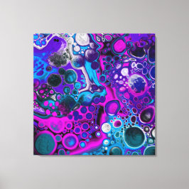 Paarse, blauwe, moderne, Abstracte, vochtige Art m Canvas Afdruk