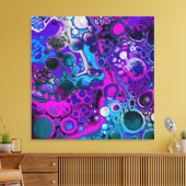 Paarse, blauwe, moderne, Abstracte, vochtige Art m Canvas Afdruk (Insitu (Woonkamer))