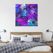 Paarse, blauwe, moderne, Abstracte, vochtige Art m Canvas Afdruk (Insitu (Slaapkamer))