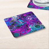 Paarse, blauwe, moderne, Abstracte, vochtige Art m Kartonnen Onderzetters (Schuin)