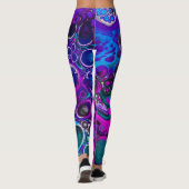 Paarse, blauwe, moderne, Abstracte, vochtige Art m Leggings (Achterkant)