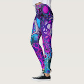 Paarse, blauwe, moderne, Abstracte, vochtige Art m Leggings (Links)