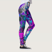 Paarse, blauwe, moderne, Abstracte, vochtige Art m Leggings (Rechts)