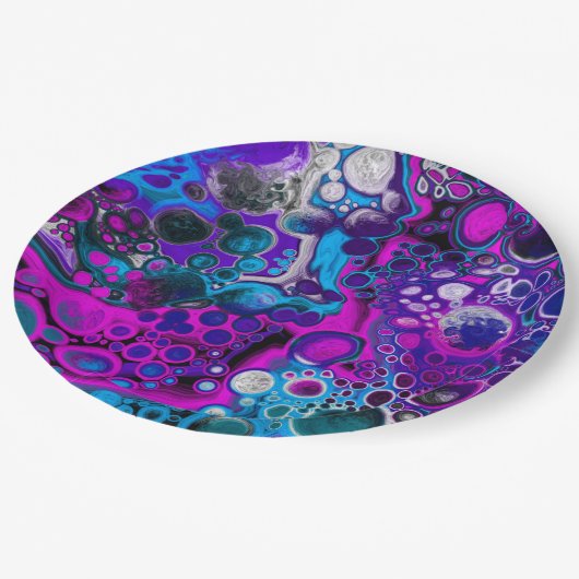 Paarse, blauwe, moderne, Abstracte, vochtige Art m Papieren Bordje (Gekanteld)