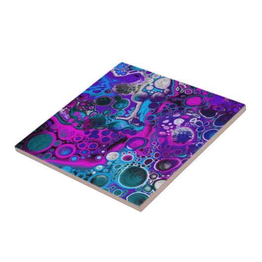 Paarse, blauwe, moderne, Abstracte, vochtige Art m Tegeltje (Zijkant)