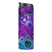 Paarse, blauwe, moderne, Abstracte, vochtige Art m Thermosbeker (Geroteerd rechts)