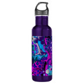 Paarse, blauwe, moderne, Abstracte, vochtige Art m Waterfles (Voorkant)