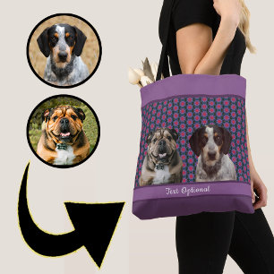 Paarse Blauwe Moderne Foto Cadeau Hond Liefhebber  Tote Bag