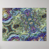 Paarse blauwe motif Abstract Poster (Voorkant)