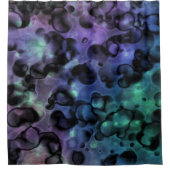 Paarse Blauwe N Blauwgroen Abstracte Bubbels Douch Douchegordijn (Voorkant)