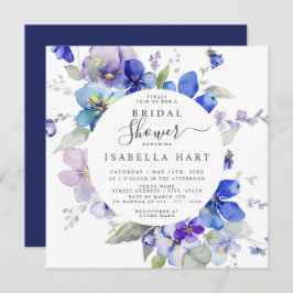Paarse Blauwe Navy Viola Spring Floral Vrijgezelle Kaart