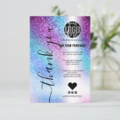 Paarse blauwe nebula Galaxy Glitter Order Hartelij Bedankkaart (Staand voorkant)