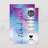 Paarse blauwe nebula Galaxy Glitter Order Hartelij Bedankkaart (Voorkant / Achterkant)