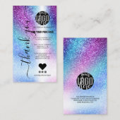 Paarse blauwe nebula Galaxy Glitter Order Hartelij Visitekaartje (Voorkant / Achterkant)