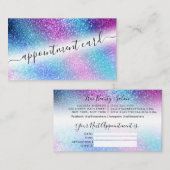 Paarse blauwe nevel Galaxy Glitter Appointment Visitekaartje (Voorkant / Achterkant)