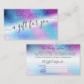 Paarse Blauwe Nevel Galaxy Glitter Cadeaubon Visitekaartje (Voorkant / Achterkant)