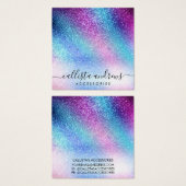 Paarse blauwe nevel Galaxy Glitter Earring Display Vierkante Visitekaartjes (Voorkant /achterkant)