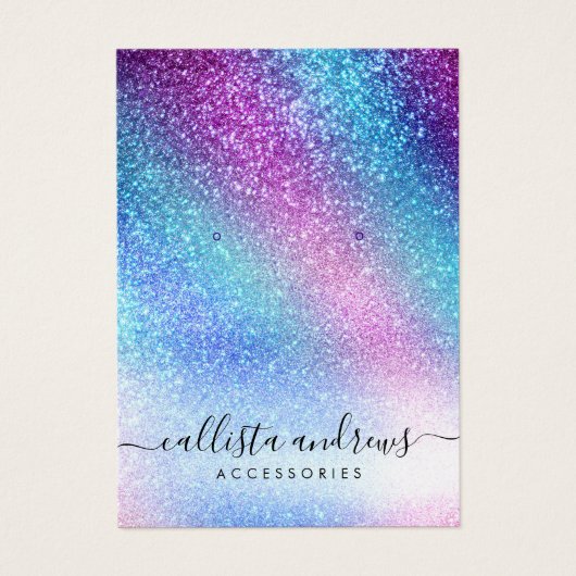 Paarse blauwe nevel Galaxy Glitter Earring Display Visitekaartje (Voorkant)