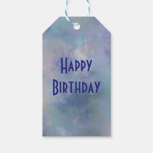 Paarse Blauwe Nevelige Waterverf Verjaardag Cadeaulabel
