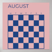 Paarse Blauwe Niet-gedateerde Geruite Augustus Kal Poster (Voorkant)