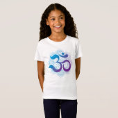 Paarse & Blauwe Om Symbool Mandala Bloem Kinder T-shirt (Voorkant volledig)