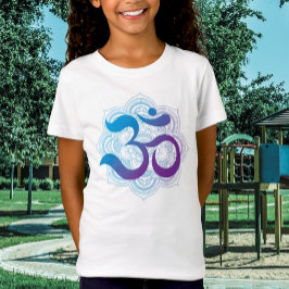 Paarse & Blauwe Om Symbool Mandala Bloem Kinder T-shirt