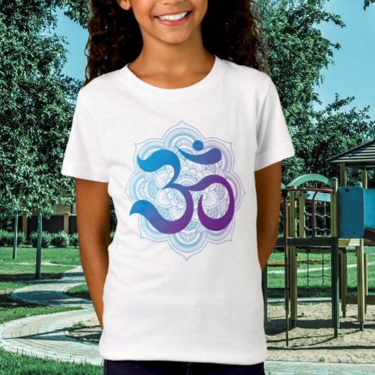 Paarse & Blauwe Om Symbool Mandala Bloem Kinder T-shirt