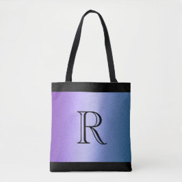 Paarse Blauwe Ombre Gradiënt met Monogram Tote Bag