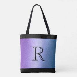 Paarse Blauwe Ombre Gradiënt met Monogram Tote Bag