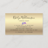 Paarse Blauwe Ombre Tropische Palm Chic Gold Scrip Visitekaartje (Achterkant)