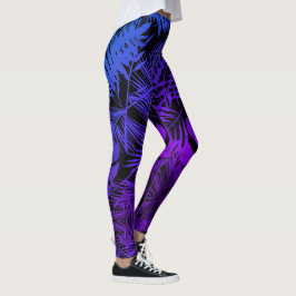 Paarse blauwe ombre tropische palmbladeren trendy  leggings