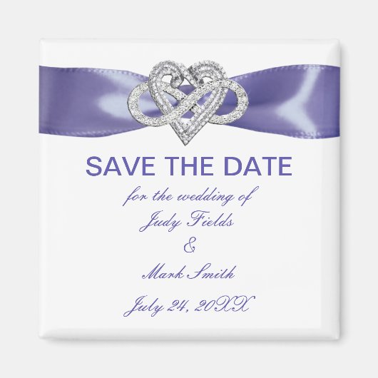 Paarse blauwe oneindigheid hart sparen de datum ma magneet (Voorkant)