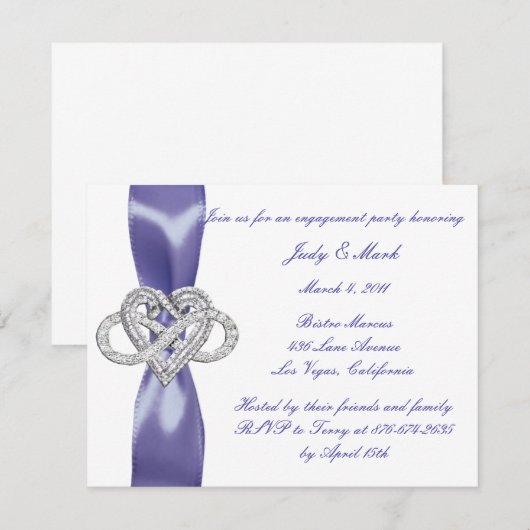 Paarse Blauwe Oneindigheid Heart Engagement Party  (Voorkant / Achterkant)