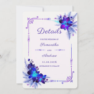 Paarse Blauwe Orchidee Huwelijksdetails Kaart