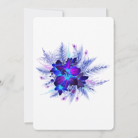 Paarse blauwe orchidee Quinceañera Sla de datum op Kaart (Achterkant)