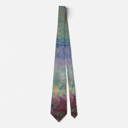 Paarse Blauwe Pacock Abstracte Stropdas Necktie (Voorkant)
