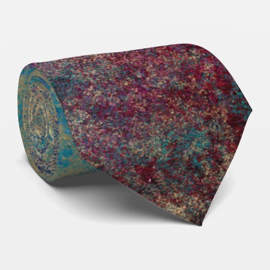 Paarse Blauwe Pacock Abstracte Stropdas Necktie (Opgerold)