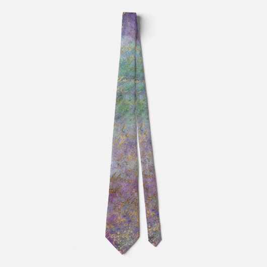 Paarse Blauwe Pacock Abstracte Stropdas Necktie (Voorkant)