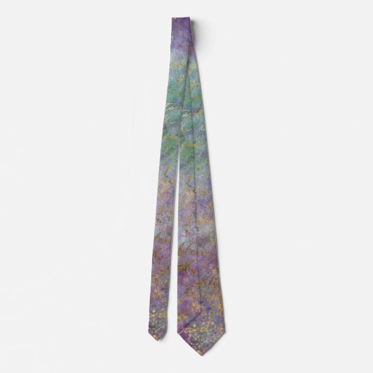 Paarse Blauwe Pacock Abstracte Stropdas Necktie (Achterkant)
