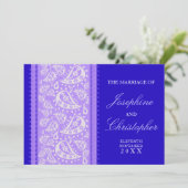 Paarse blauwe Paisley Weddenschap Kaart (Staand voorkant)
