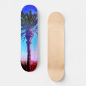 Paarse blauwe palmboom, Cool Retro Trendy Persoonlijk Skateboard (Voorkant)