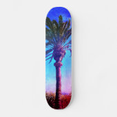 Paarse blauwe palmboom, Cool Retro Trendy Persoonlijk Skateboard (Voorkant)