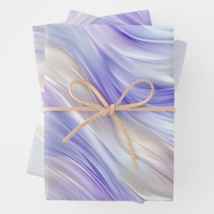  Paarse Blauwe Parel Witte Swirls Inpakpapier Vel