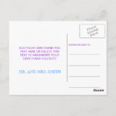 Paarse, Blauwe Pauw bruiloft Bedankt Briefkaart (Achterkant)