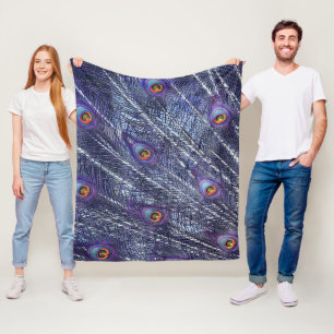 Paarse Blauwe Pauwveren Fleece Deken