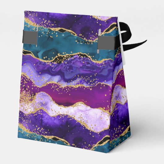 Paarse Blauwe Peacock Agaat Sweet Sixteen Dank je Bedankdoosjes (Achterkant)