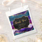 Paarse Blauwe Peacock Agaat Sweet Sixteen Dank je Bedankzakje (Geknipt)