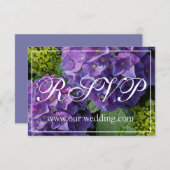 Paarse blauwe periwinkle hydrangeas rsvp save the date (Voorkant / Achterkant)