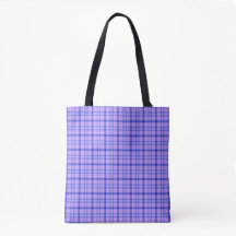 Paarse Blauwe Plaid Klassiek Patroon Helder Tote T